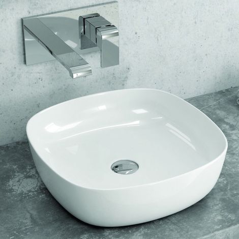 Lavandino da appoggio piccolo in ceramica bianca  Litos-0375 kamalu