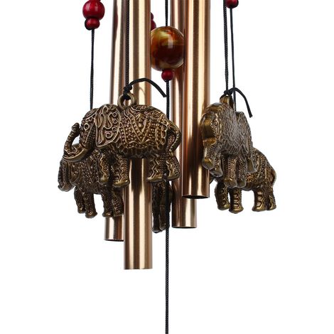 Carillon à Vent Métal Éléphant Décoration Jardin Intérieur Extérieur Artisanal