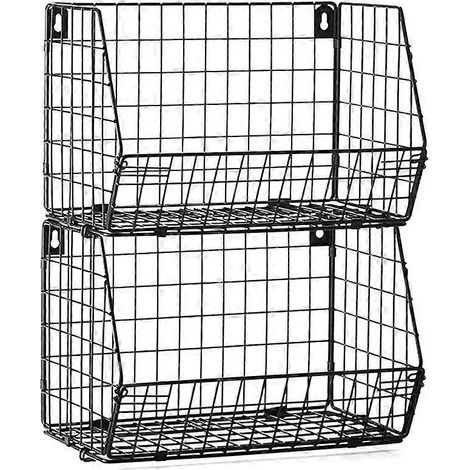 Organisateur de placard, panier suspendu en fil de fer, bac de rangement alimentaire en maille --- (1/5)