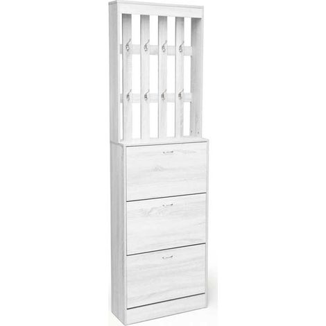 GAIA SCARPIERA A 3 ANTE CON 8 APPENDINI 63 X 26 X 208 CM COLORE BIANCO