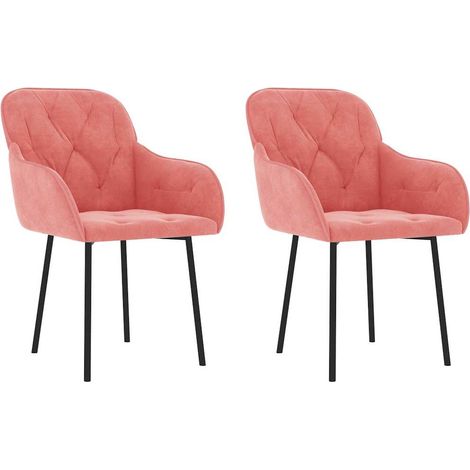 Lot de 2 Chaises de salle à manger - Chaises de cuisine Rose Velours (1/5)