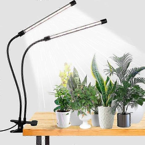 Lampe de croissance LED, lampe de croissance à pince à spectre complet avec LED bleues et rouges pour plantes d'intérieur, intensité réglable sur 10 niveaux, minuterie marche/arrêt automatique 3, 9 et (1/5)