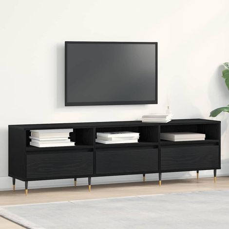 Meuble TV-Banc TV-Meuble Télé Chêne noir 150 x 30 x 44,5 cm Bois d'ingénierie 968185 (1/5)