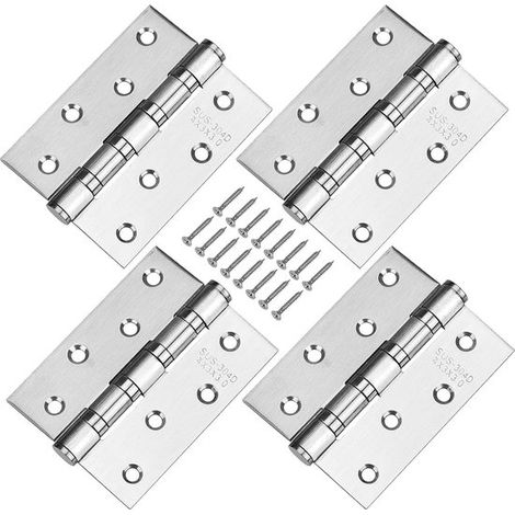 Bisagras de acero inoxidable - Alta resistencia - 4 piezas - Color plata - 10 cm x 7,5 cm (1/5)
