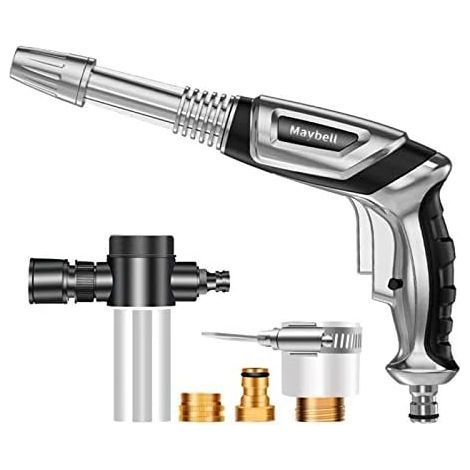 Pistolet d'arrosage haute pression avec buse réglable – Débit d'eau 8mm – Modes de pulvérisation direct, parapluie, douche – Pour nettoyage voiture et jardin – (1/5)