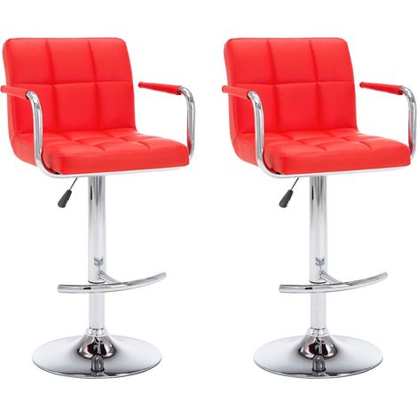Maison Exclusive - Tabourets de bar lot de 2 rouge similicuir (1/5)