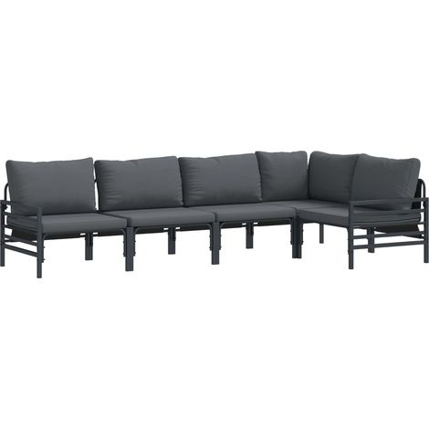 Maison Exclusive - Conjunto de sofás de jardín 5 uds. Negro Acero (1/5)