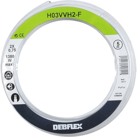 DEBFLEX - BOBINOT HO3VVH2-F 2X0.75 MM² 5M BLANC - 155311