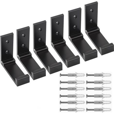 6 Pièces Crochet Pliant, Crochets Muraux Pliables en Aluminium,patere porte manteau,porte casque, pour Casque Audio, Manteau, Cuisine, Salle de Bains, Chambre à Coucher (Noir) (1/5)