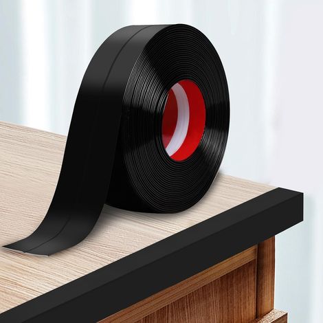Bandes de protection des bords autocollantes - 6 cm x 7 m - Protection des bords - Profilé d'angle mural - En plastique - Plinthe souple - Pour portes, fenêtres, murs, cuisine, carrelage (noir) (1/5)