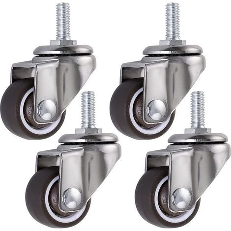 Stück Lenkrollen, 25 mm Schaft, Möbelrollen mit M6 x 15 Gewinde, Gummilenkrollen für Wagen, Karren, Kinderbetten, Möbel, Tische, Tragkraft 15 kg pro Rolle (1/5)