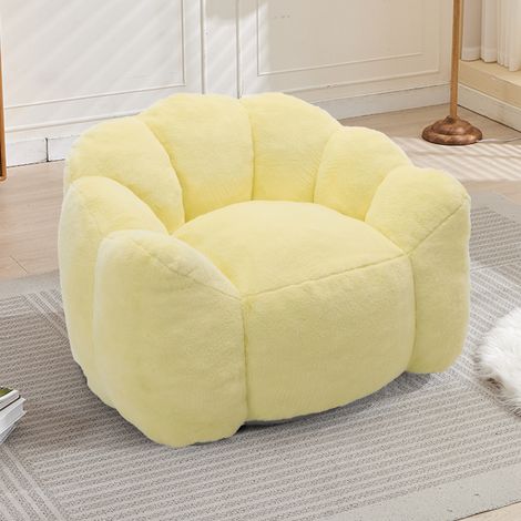 Sofá en forma de loto, tejido tipo felpa, suave y agradable al tacto, amarillo (1/5)