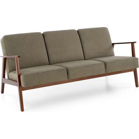 Canapé 3 places en tissu vert olive style retro Franky (1/5)