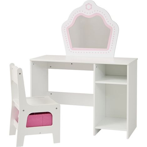 Kids Dressing Table with Storage Chair - L34 x W77 x H100 cm