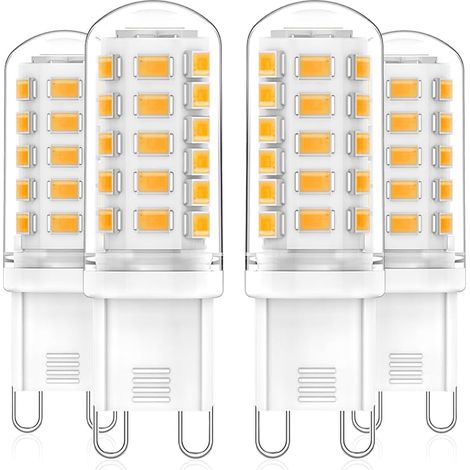 Ampoules G9 LED 3W Équivalent 33W 40W 50W G9 Halogène Lampe, Blanc Chaud 2700K, 500LM, 360 Degrés, Sans Scintillement, CRI 83+, AC/DC 220-240V, Non Dimmable, Paquet de 4 (1/5)