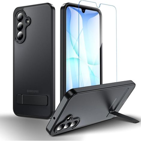 Coque Samsung Galaxy A17 5G avec béquille et verre trempé, protection militaire, noir (1/5)
