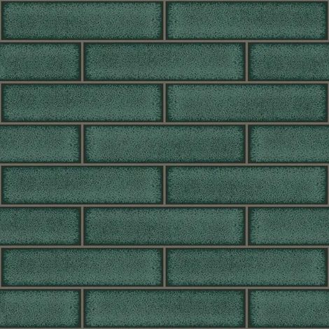 Holden Decor Celadon Gloss Tile Emerald Green Wallpaper Tiling Effect Textured (1/4)