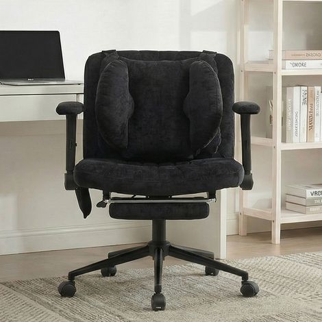 Chaise pivotante en tissu, base acier, noir HAVRYA (1/3)