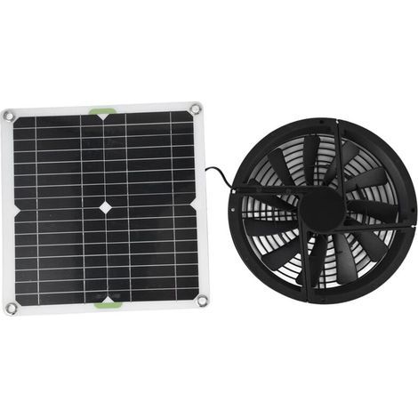 Jeffergarden Kit de ventilateur de panneau solaire 10 pouces 100W, boîtier de Ventilation rond étanche, échappement pour poulailler, serre, hangar (1/4)