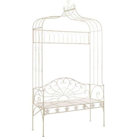 Garden Bench  Antique White  Wrought Iron  Standard  Garden Bench vidaXL
