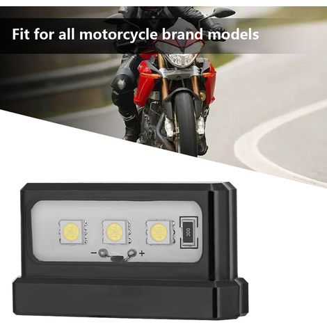 Universelles LED-Motorradkennzeichen, schwarzes Rücklicht, kompatibel mit allen Marken und Modellen (1/5)