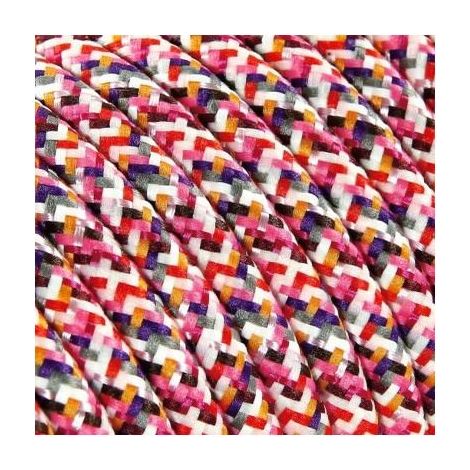 Fil Électrique Tissu Pixel Rose Fuschia 2x0,75mm² - Câble Électrique Textile de Qualité