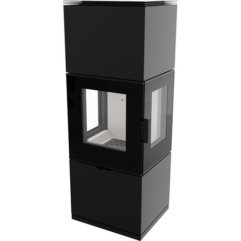 Standkamin INGA Power 8kW Ø150 Dreiseitig Ökodesign Stahl SET (1/5)