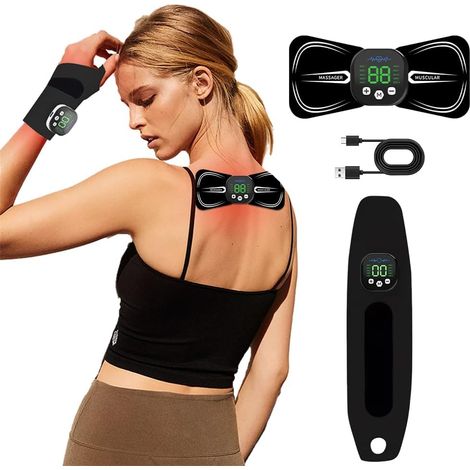 Masajeador inalámbrico portátil, masajeador de manos, masajeador de espalda y cuello, soporte para muñecas, masajeador eléctrico, 10 modos, 29 niveles de intensidad, alivia la fatiga muscular, fácil d