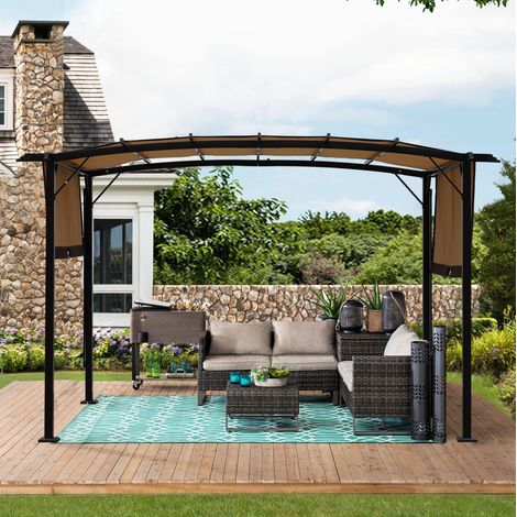 Toldo de recambio para pérgola 3,66x2,74 m beige OKMYHOME (1/5)