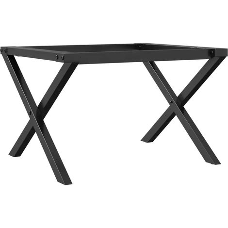 Pieds de table basse cadre en X 60 x 40 x 38 cm robustes industriels en acier noir (1/5)