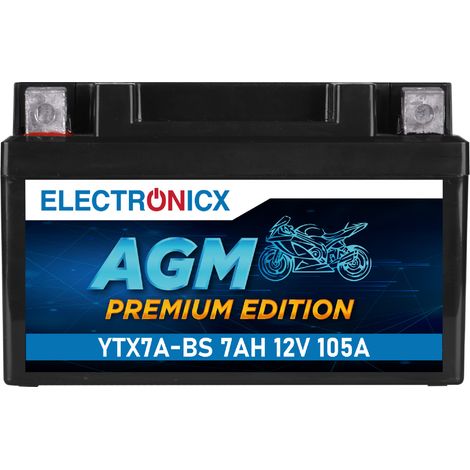 Electronicx YTX7A-BS AGM Motorradbatterie 12V 7Ah - Wartungsfrei - Motorrad Quad (1/5)