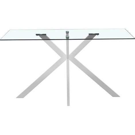 Mesa para comedor fija Md-Stacy acabado blanco, 140cm(ancho) 75cm(altura) 80cm(fondo). (1/2)