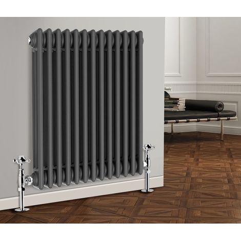 NRG Traditional Cast Iron Style Radiator Horizontal 3 Column Anthracite 600 x 605mm