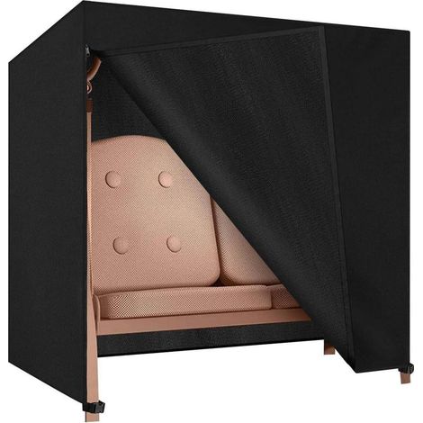 Dokon Hollywoodschaukel Abdeckung 2 Sitzer Schwarz 600D Oxfordgewebe (1/5)