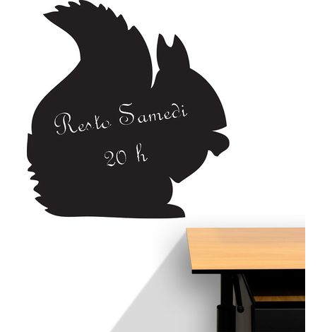Sticker ardoise tableau noir - stickers muraux adhésif effaçable - ÉCUREUIL - 15x15cm (1/3)