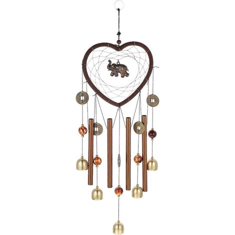 Décoration suspendue attrape-rêves avec clochette, 55 x 17 cm, en alliage, 1 pièce (1/5)