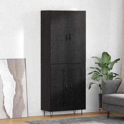 vidaXL  Highboard  2 pcs Black Oak Engineered Wood and Glass