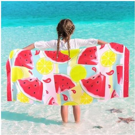 Kinder-Strandtuch – Wassermelonen-Strandtuch 70 x 150 cm, weiches, saugfähiges Polyester-Badetuch (1/4)