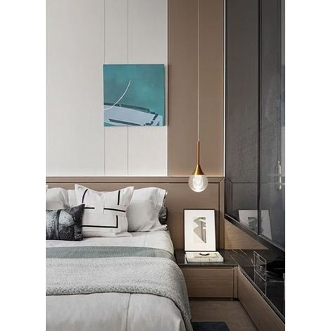 TrAdE Shop Traesio - Lampadario Moderno Led 5w Globo Lampada Dorata Pendente Luce 3000k 4000k 6500k Lp-41 - -Bianco Naturale -