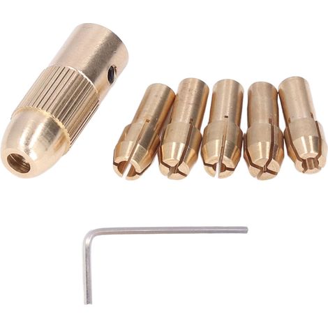 Jeu de 7 mini-mandrins de perçage, mandrin de perçage en laiton à quatre mors pour mini-perceuses et meuleuses. (1/5)