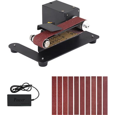 [JAMAIS UTILISÉ]Ponceuse à bande miniature 250 W, ponceuse électrique d'établi, 7 vitesses réglables, petite meuleuse, affûteuse et polisseuse pour le bricolage, le travail du bois, la résine et la fa (1/5)