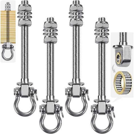 4pcs Boulons de Suspension 22.5cm Hamac Suspension pour Balançoire Kit Palier de Montage Pivotant pour Chaise d'intérieur/d'extérieur, Corde de Yoga, Sac de Frappe, Sac de Sable, 1500lbs (1/5)