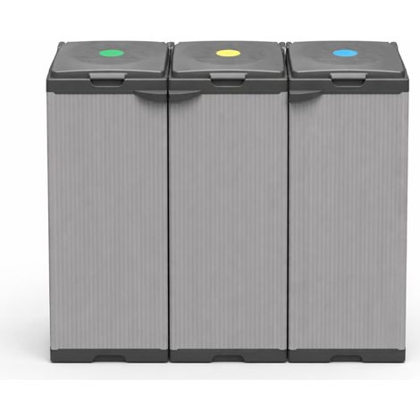Mobile pattumiera per la raccolta differenziata 3 scomparti - Misura 102x38x87 cm - Cestino con 3 ante e coperchi con ferma sacchetto - Adatto per sacchi da 80 a 110 Litri (1/5)