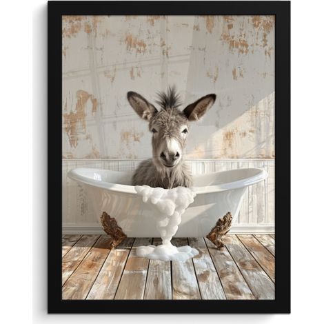 POSTER INCORNICIATO Asino - Animali - Vasca da bagno - Schiuma 30x40 cm (1/5)
