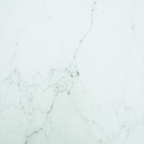 Tischplatte Weiß 70x70 cm 6 mm Hartglas in Marmoroptik