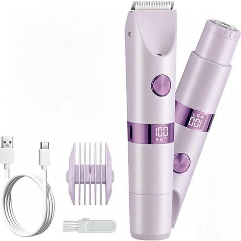 Rasoir électrique 2 en 1 et tondeuse maillot - Avec écran LED - Unisexe - Entièrement étanche IPX6