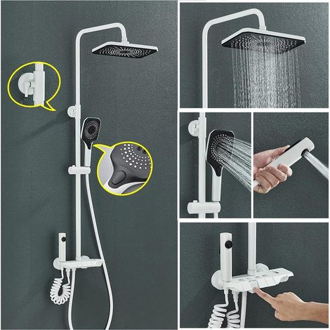 Ensemble de douche mitigeur thermostatique intelligent Ensemble de douche numérique salle de bain robinet de douche pluie chaud froid mitigeur support système de douche pistolet gris blanc noir ( Colo (1/5)
