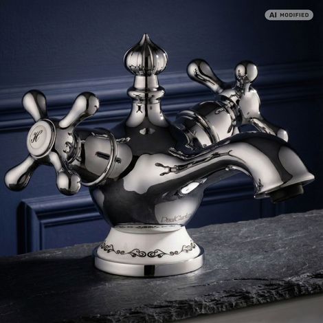 PaulGurkes Robinet de lavabo rétro antique à deux poignées compact (1/5)