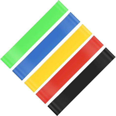 Juego de 5 bandas de resistencia, sin látex, 5 niveles, para fitness y fisioterapia, para hombres y mujeres. (1/5)