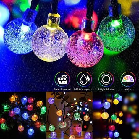 50 LED Guirlande Lumineuse Solaire - Boule solaire en cristal coloré de 7 m 23FT - tanche IP65 - Pour IntérieurExtérieur. (1/4)